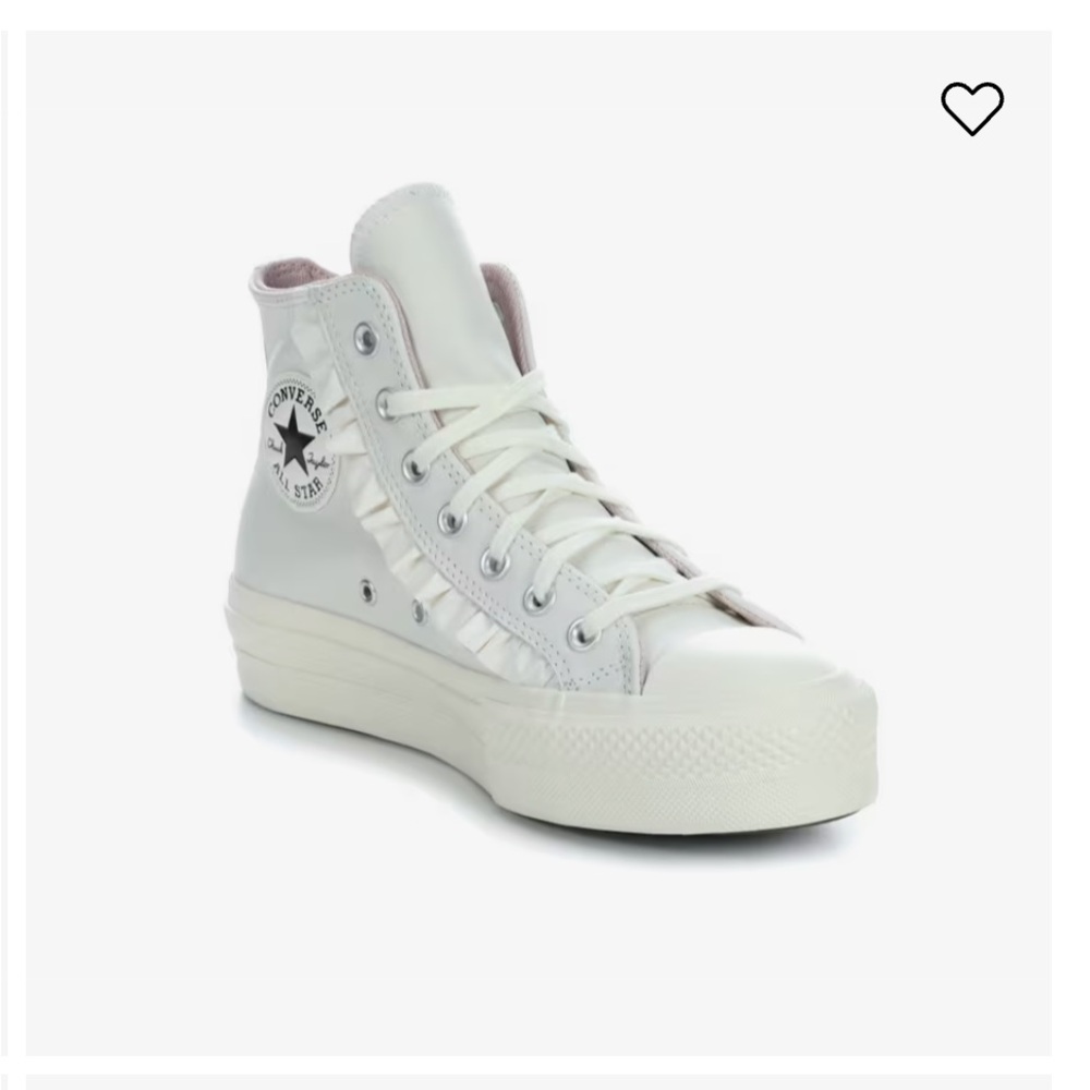Converse Chuck Taylor Lift Hi Leather Sneakers with Ruffle Detail - Picture 4 of 9